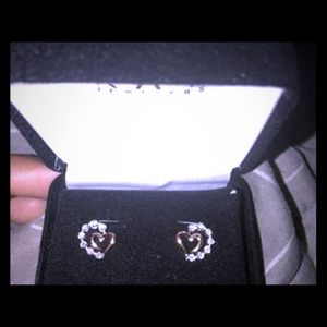 Diamond earrings 1/20 ct 10k gold heart shaped